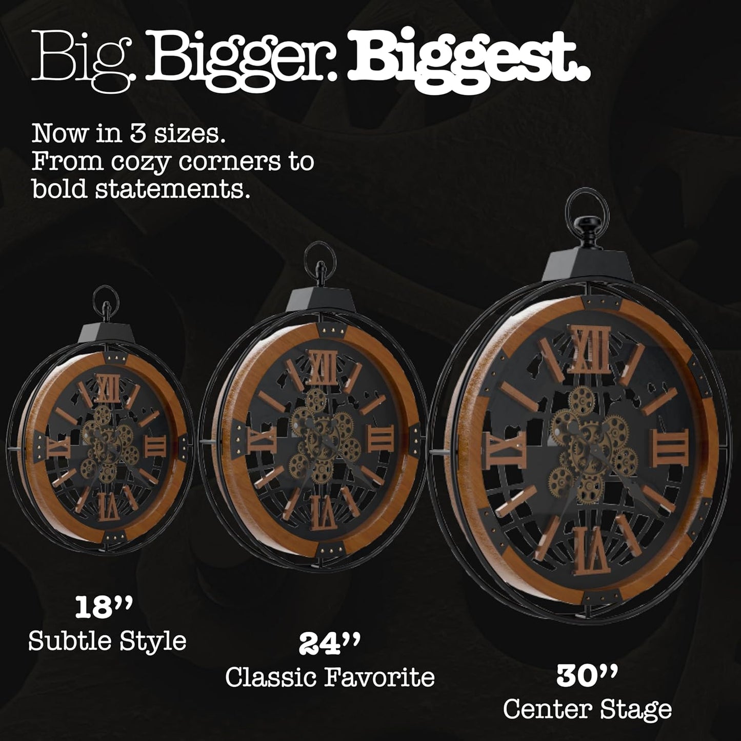 Rustic Farmhouse Gear Wall Clock – Vintage Iron Frame (24”)