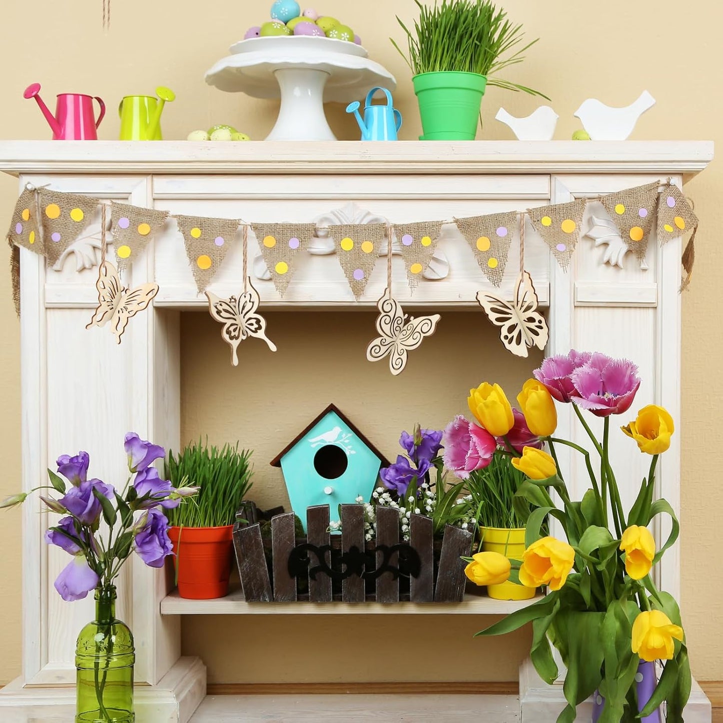COCHIE DIY 3D Spring Butterfly Wood Crafts to Paint for Kids Adults, Paintable Unfinished Wooden Slices for Craft, Butterflies Cutouts Ornaments for Painting Decorations (24 PCS)