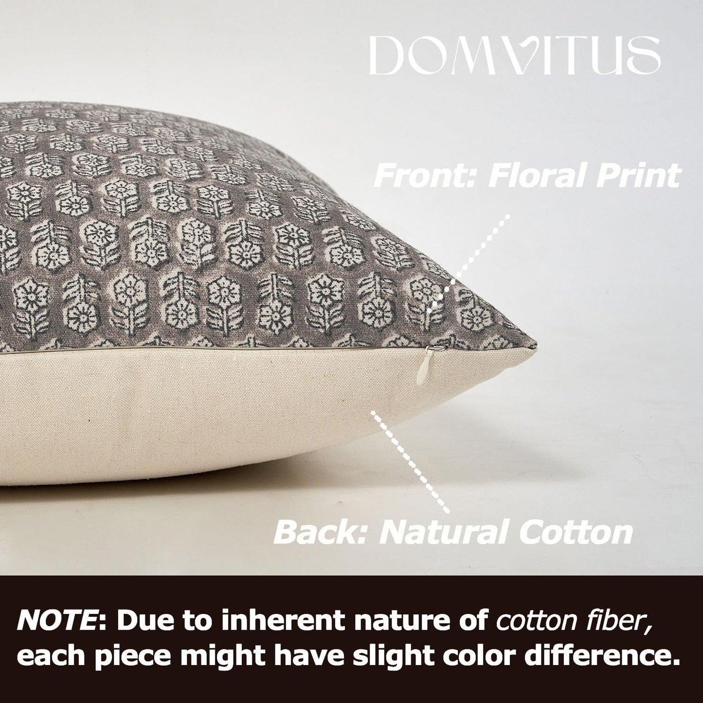 DOMVITUS Floral Pillow Covers Set of 2, 24x24 Pillow Covers, Floral Print Neutral Accent Decorative Pillow Covers for Living Room, Bed, Light Taupe