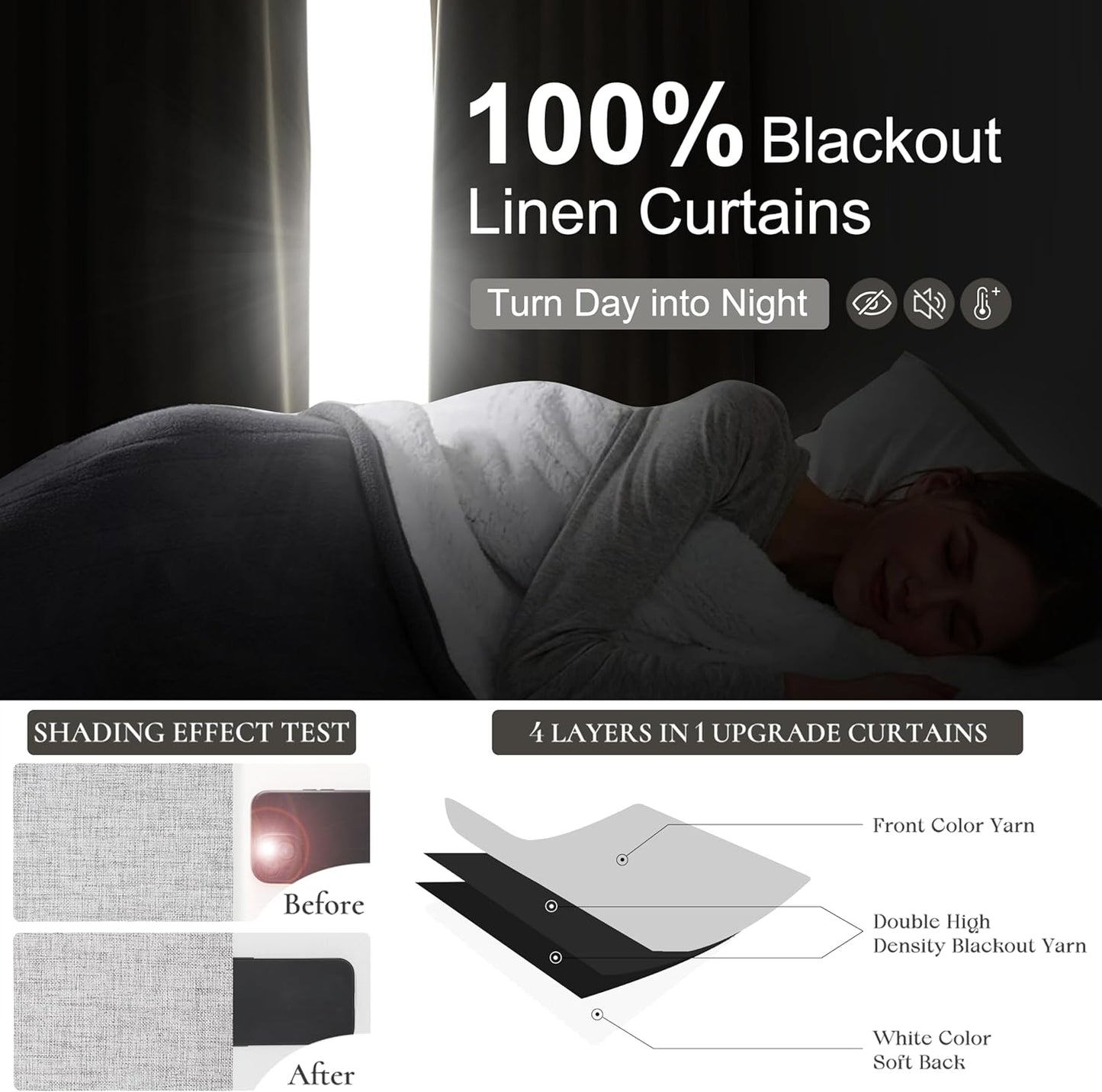 Gray 120 Inch Extra Long Curtains for Living Room 2 Panels Set, Memory Trained Pinch Pleated Blackout Lux Decor Window Drapes Energy Efficient Privacy Curtain 120 Inches for Bedroom(Linen Grey)