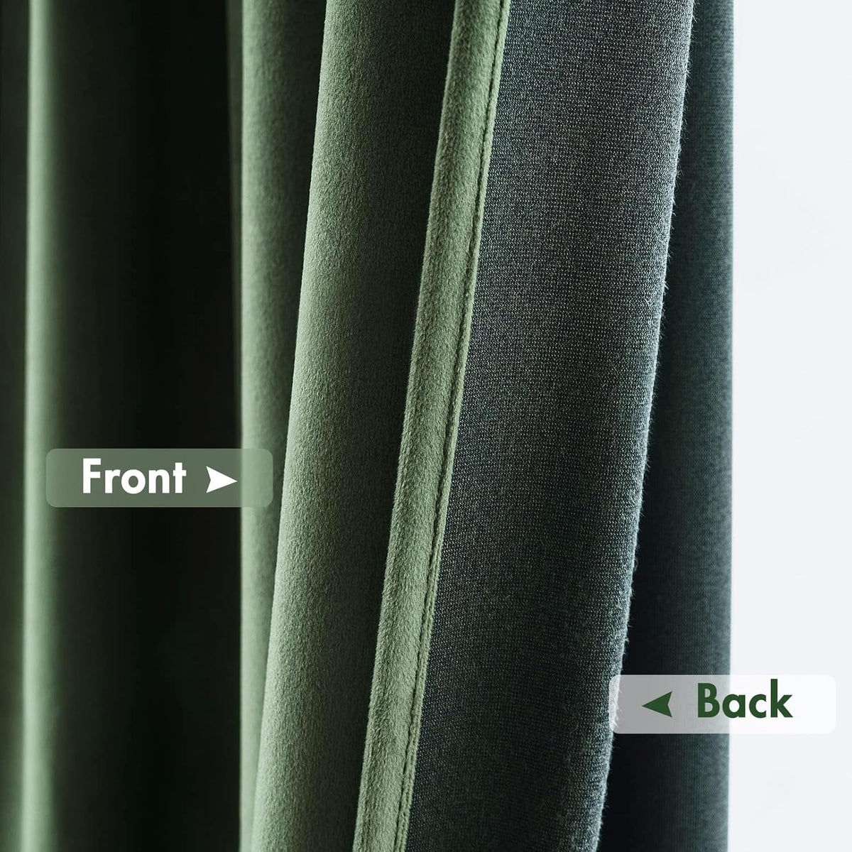 MIULEE Olive Green Velvet Curtains 96 Inches Long, Thermal Insulated Blackout Drapes for Bedroom Living Room Patio Door, Light Blocking Window Panels, Rod Pocket, Set of 2 W66 x L84