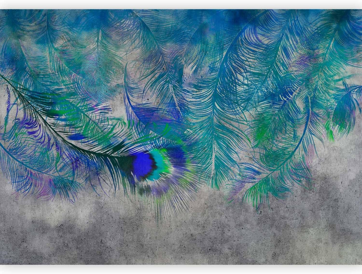 artgeist Premium Wall Mural Cement Feather 118x83 in - XXL Non-Woven Wallpaper Fleece Wall Decor Photo Print Picture Image Design Landscape Colorful Abstract n-A-1488-a-a