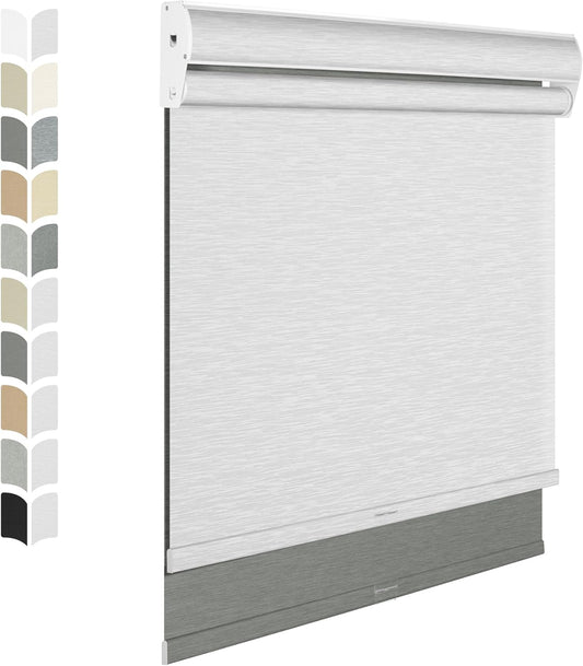 BERISSA Cordless Dual Roller Shades With Cassette Valance, Blackout and Light Filtering, Day and Night for Home Office Door - Grey and White, 37 W x 86" H