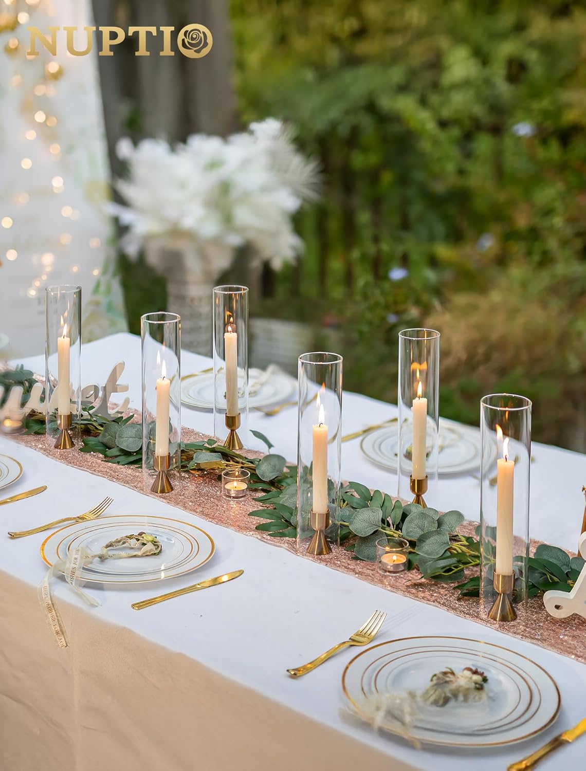 Candle Stick Candle Holder: Set of 4 Gold Aluminium Candlestick Holders - Brass Taper Candleholder for Fall Thanksgiving Christmas Table Fireplace Decoration