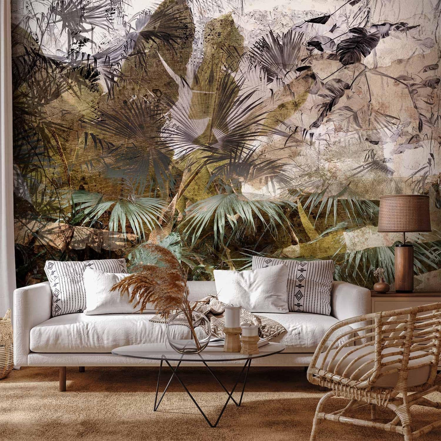 artgeist Wall Mural Tropical Leaves 135x101 in - XXL Peel and Stick Self-Adhesive Wallpaper Removable Large Sticker Foil Wall Decor Print Picture Design Jungle Nature Palm Green Leaves b-C-0789-a-a