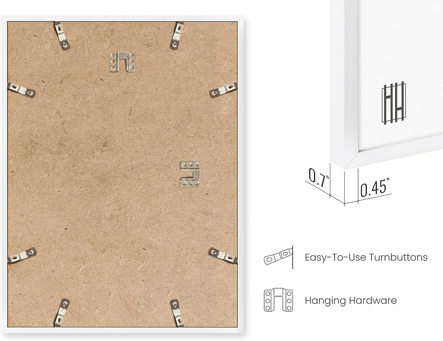 HAUS AND HUES 11x14 White Metal Picture Frames - Features Premium Aluminum, Vertical & Horizontal Hang, Shatterproof Plexiglass - Ideal for Home, Room, Office (11x14 in, White, Set of 9)