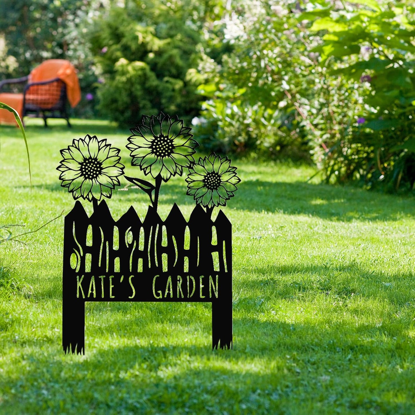 Custom Sunflower Metal Garden Sign with Stakes, Flower Garden Decor, Personalized Family Name Sign, Farmhouse Yard Decorative, Patio Art, Mother's Day Gift, Mom Gift, Housewarming Gift