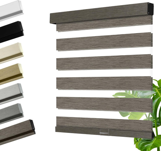 Cordless Zebra Blinds for Windows, Blackout Interior Blinds,Easy to Install,UV Protection,for Offices and Home,Custom Roller Shades, Mousse Dark Bown,81" W x 80" H