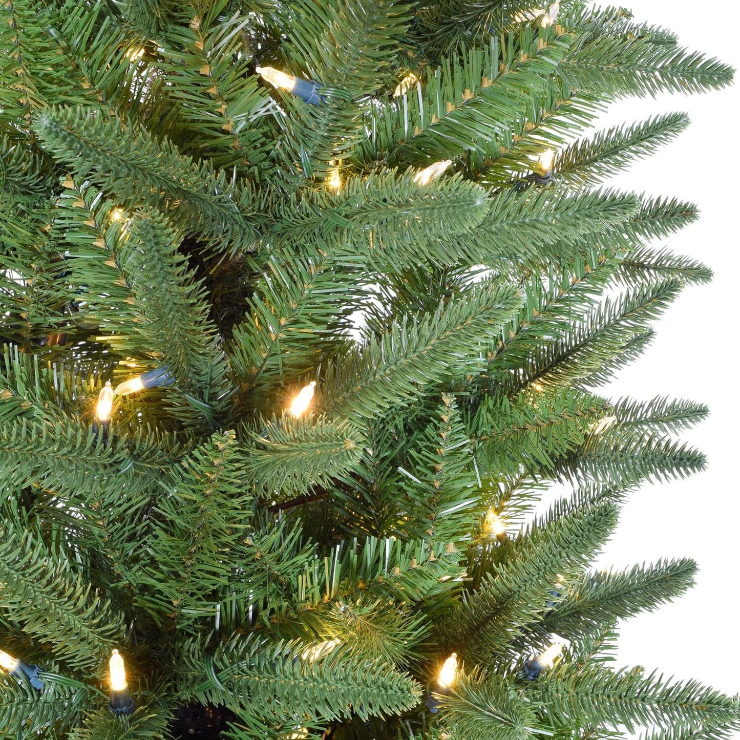 Fraser Hill Farm 9-Ft. Winter Falls Artificial Christmas Tree with Warm White LED Lights and Metal Base, Slim Holiday Tree with 8 Unique Light Functions, Perfect for Small Spaces and Apartments