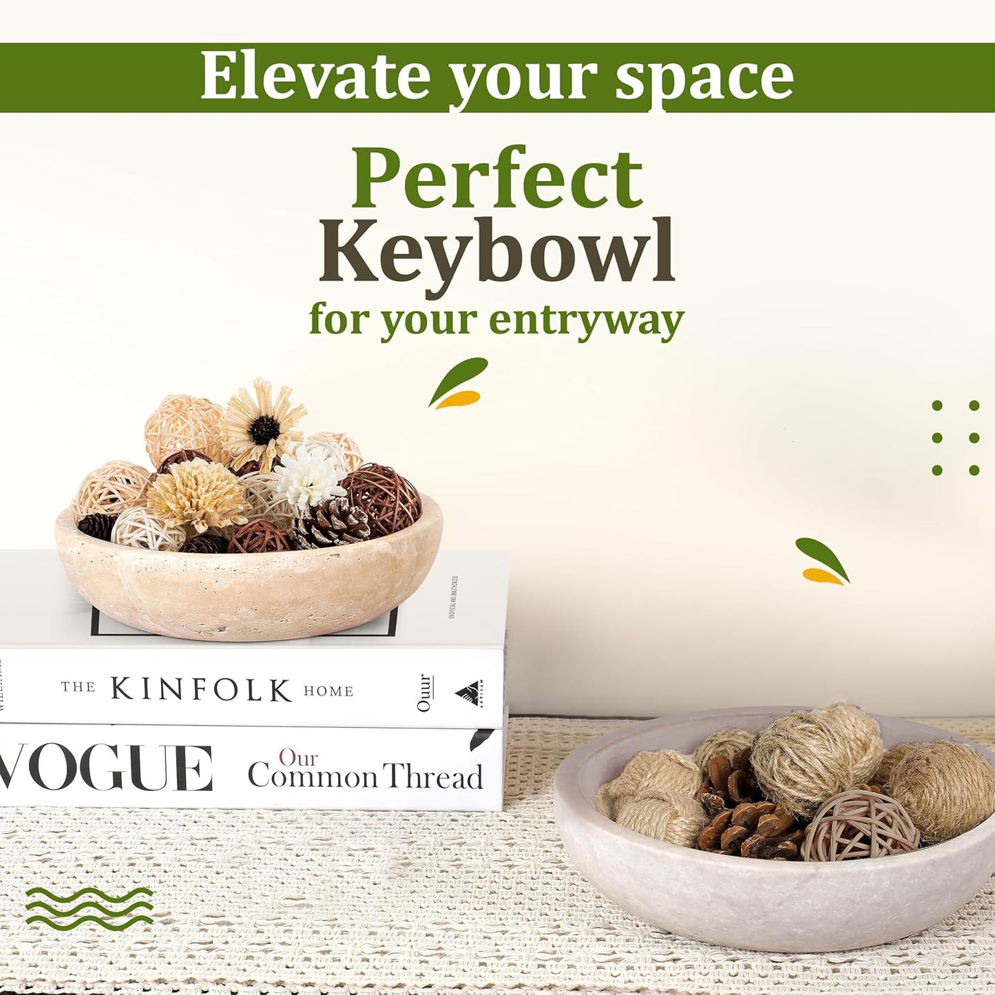 Soft Travertine Bowl — Natural Table Accent