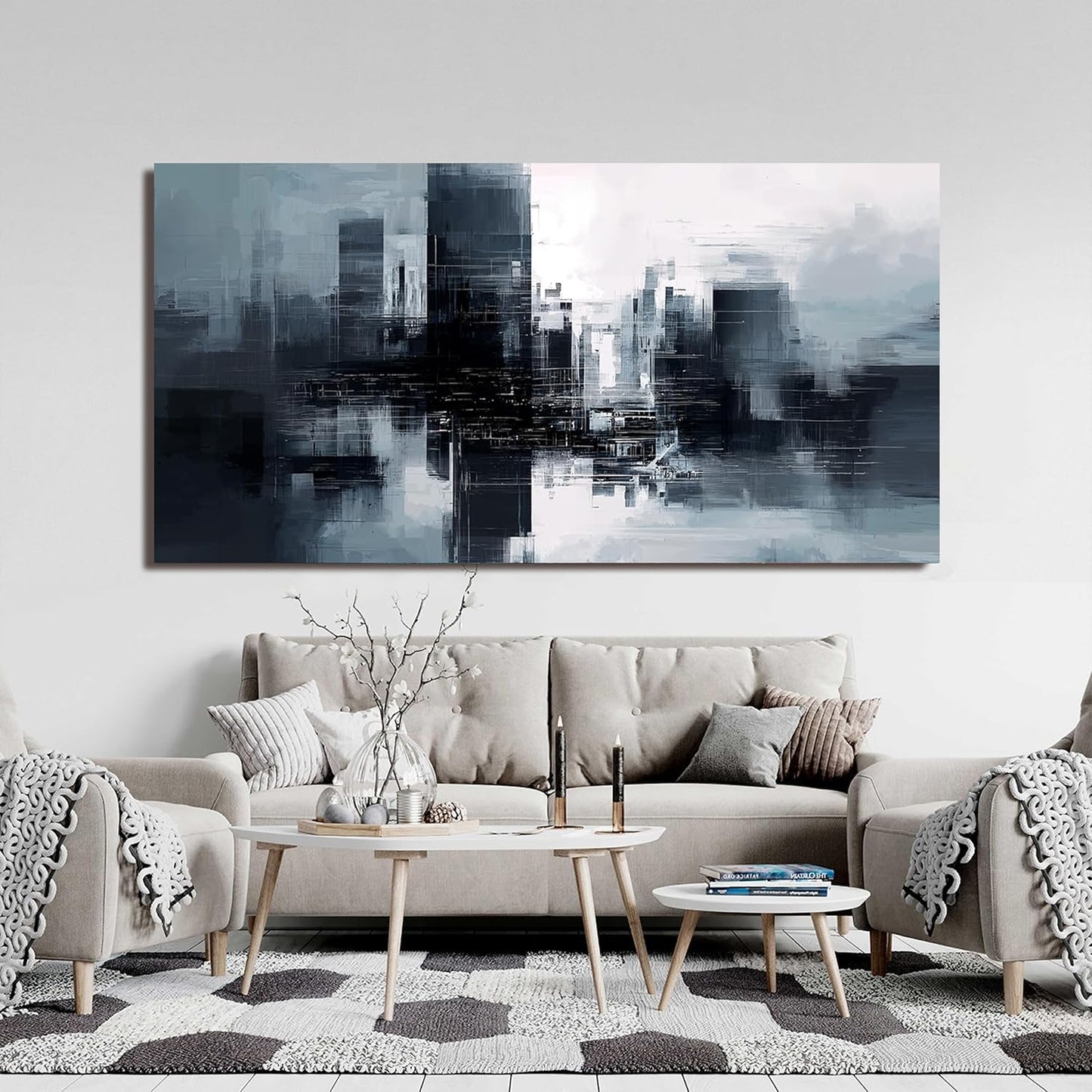 Dimpaga Abstract Canvas Wall Art Decorations Large Black and White Canvas Wall Art Decor Modern Abstract Wall Art Prints Decor Pictures For Bedroom Decorations Wall For Living Room Office 24" X 48"