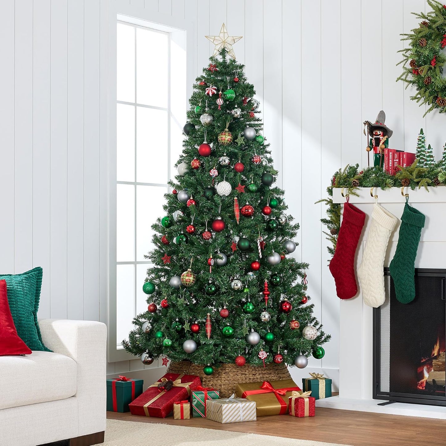 Best Choice Products Artificial Christmas Tree, 7.5ft Premium Unlit Realistic Spruce Holiday Décor w/Dense Branches, Easy Assembly, Metal Base
