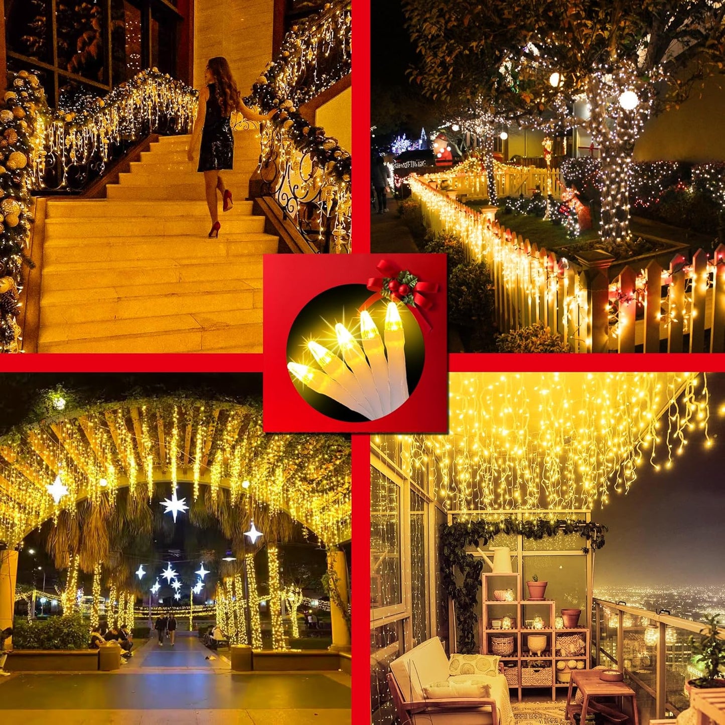 666 LED 66FT Christmas Lights with 148 Drops, 12 Modes Dimmable Warm White Outdoor Hanging Lights with Timer Memory, Waterproof Curtain Lights for Home Bedroom Indoor Tree Window Roof Fence Wedding