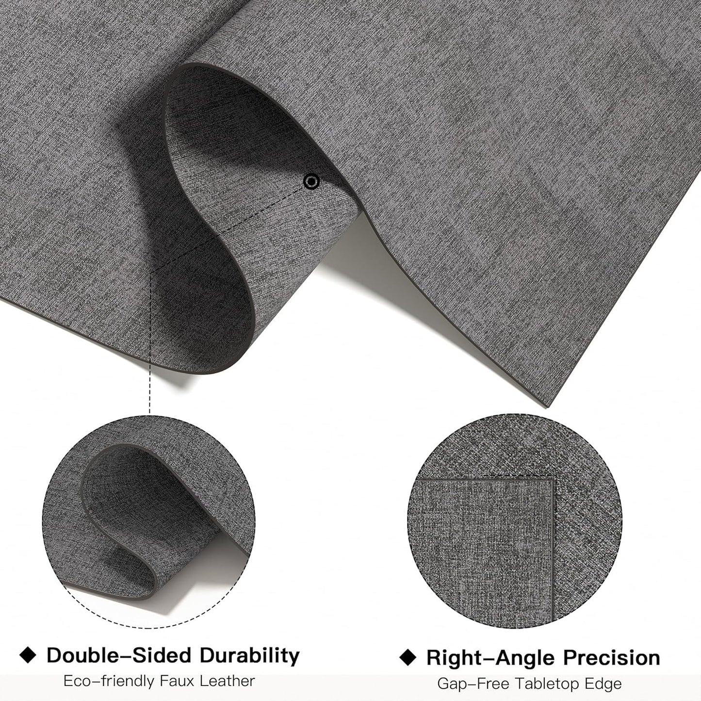 DOLOPL Placemats Set of 6, Reversible Wipeable & Heat Resistant Place Mats, Modern Faux Leather Table Mats for Kitchen, Neutral Waterproof Tablemats for Dining Table Decor, Wedding, Party(Charcoal)