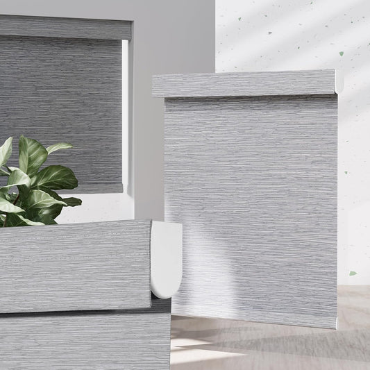 Blackout Roller Shades for Indoor Windows, Cordless Jacquard Fabric-Matched Roller Blinds, Easy to Install Privacy UV Protection Roll Up Blinds for Home Office, Grey, 33" W x 72" H