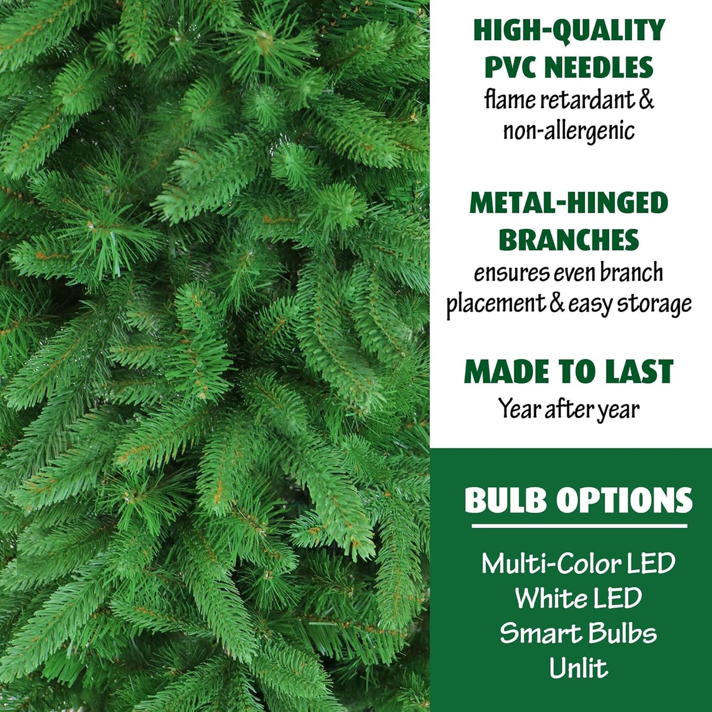 Fraser Hill Farm 7.5-Ft. Carmel Pine Slim Artificial Christmas Tree with Stand, Unlit Foldable Fake Tree with Realistic Foliage for Home Decoration