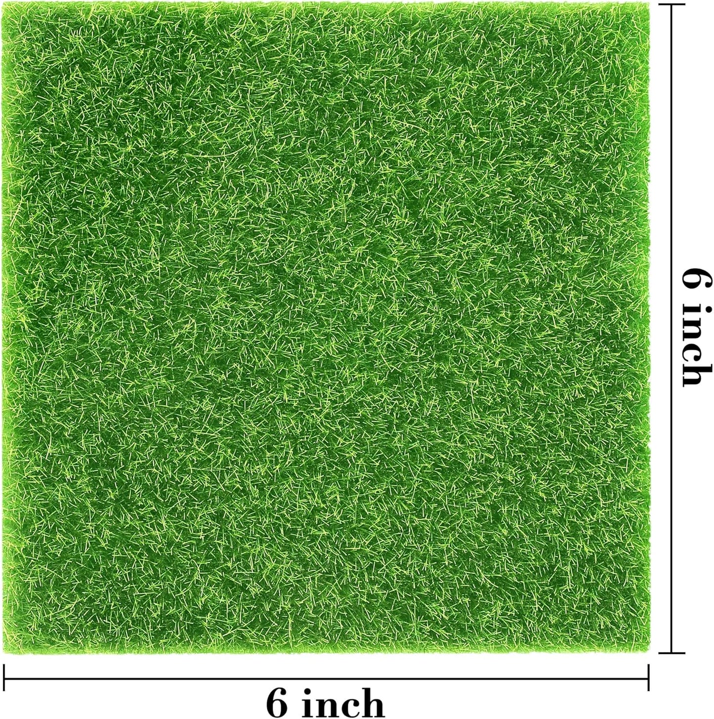 Elcoho 18 Pieces Fake Grass for Crafts Fairy Garden 6 x 6 Inches Artificial Garden Grass for Miniature Ornament Dollhouse DIY Decoration