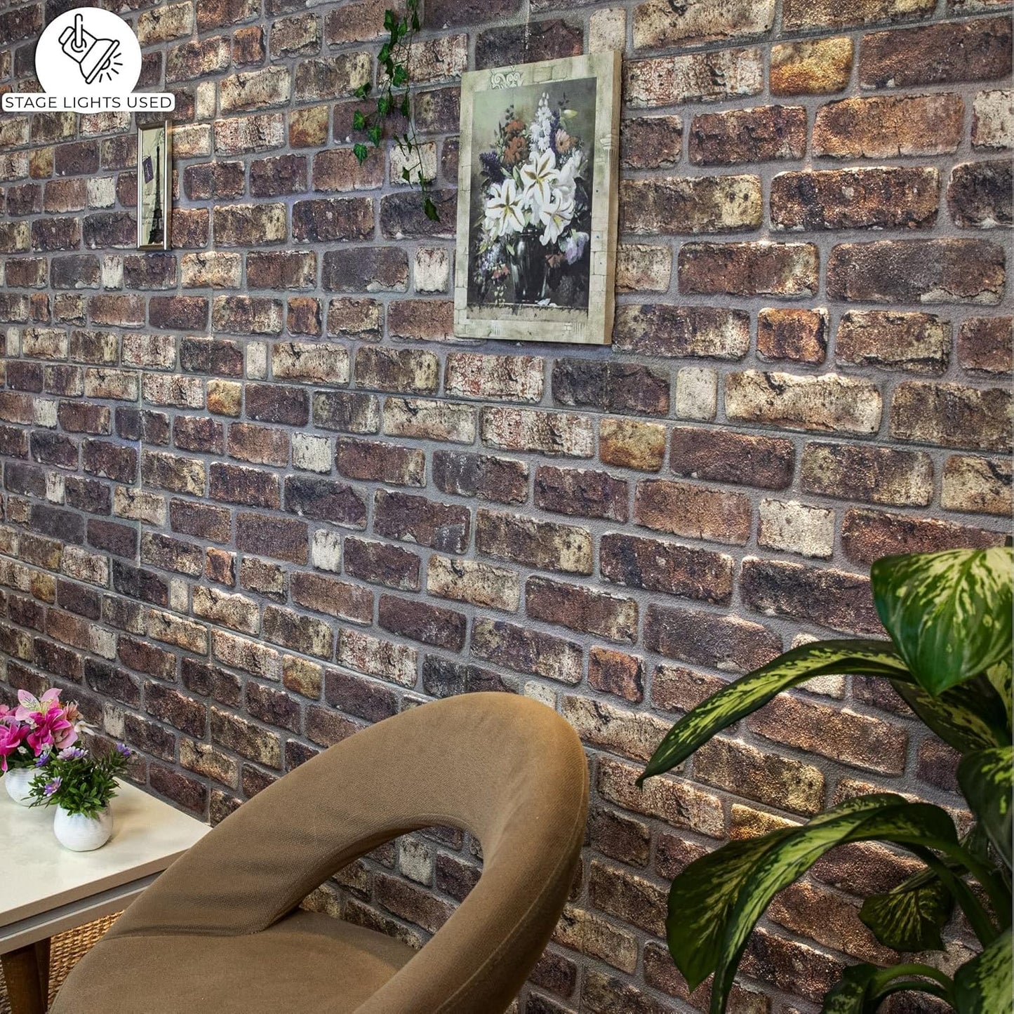 Dundee Deco 3D Wall Panels Faux Brick - Cladding, Grey Brown Stone Look Wall Paneling, Styrofoam Facing for Living Room, Kitchen, Bathroom, Balcony, Bedroom, Set of 5, Covers 27 sq ft